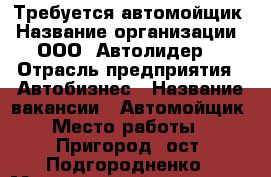 Требуется автомойщик › Название организации ­ ООО “Автолидер“ › Отрасль предприятия ­ Автобизнес › Название вакансии ­ Автомойщик › Место работы ­  Пригород, ост. Подгородненко › Минимальный оклад ­ 15 000 › Максимальный оклад ­ 20 000 › Возраст от ­ 18 › Возраст до ­ 35 - Приморский край, Артем г. Работа » Вакансии   